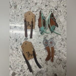 Western  Feather and Leather Earring Sets